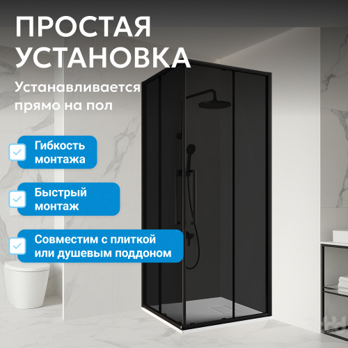Душевой уголок 80х80 ABBER Schwarzer Diamant AG02080BDTH фото 14