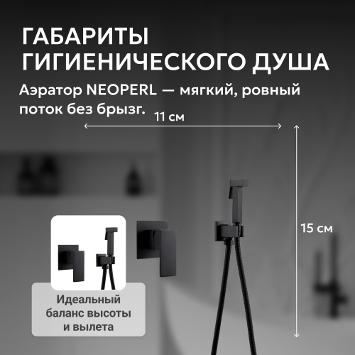 Встраиваемый смеситель с гигиеническим душем, черный матовый ABBER Daheim AF8225B фото 12