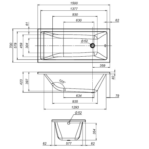 Акриловая ванна 150x70 см AM.PM Gem W93A-150-070W-A фото 8