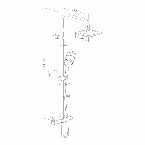 Душевая система с термостатом Damixa Option DX218092000 фото 4