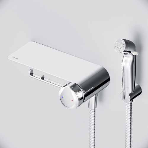 Смеситель TouchReel, монтируемый в стену с гигиеническим душем и полкой AM.PM X-Joy F0H85A800 фото 4