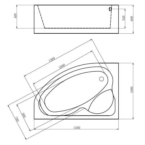 Акриловая ванна 150х100 Gemy G9009 B L фото 4