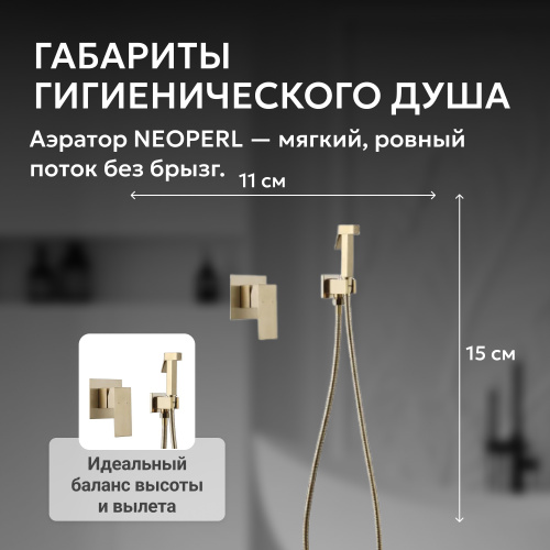 Встраиваемый смеситель с гигиеническим душем, золото матовое ABBER Daheim AF8225G фото 9