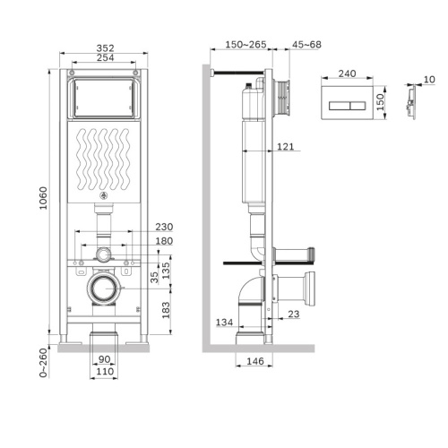 Инсталляция для подвесного унитаза с клавишей ErgoFit M AM.PM ErgoFit I012711.0338 фото 3