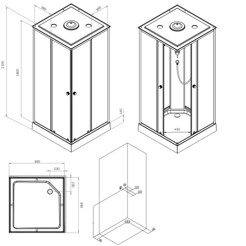 Душевая кабина 90x90 см, без гидромассажа AM.PM X-Joy W94C-403-090MT фото 10