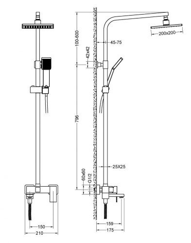 Душевая стойка Timo Selene SX-2013/03 черная фото 3